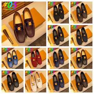 39 Modelo de lujo diseñadores de mocasines para hombres Classics Gold Metal Casual Shoe Cuadro plano Tacón de cuero Genuine Walk Walk Shoes Tamaño 38-46