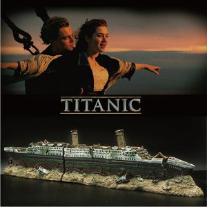 Dekorasyonlar Titanik Kayıp Enkazlı Tekne Gemi Büyük Akvaryum Dekorasyon Süslemesi Akvaryum Gemi Bölünmüş Shipwreck Balık tankı dekor Batık