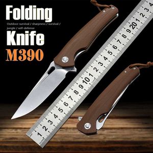 Camping Hunting Knives M390 Steel G10 Handle Ball Bearing Pocket Folding Knife Camping Hunting Outdoor Survival EDC Jungle Lifesaving Tool Cutter P230506