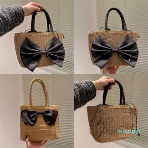 Designer-beach bags cute bow beach totes Fashion Kawaii Weave Straw Bags women travel handbags shoulder bag purse