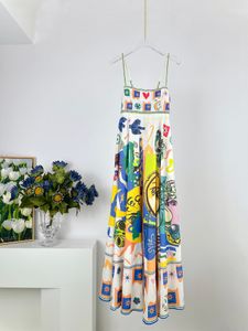 Designer Australian Strap Holiday Dress Mid length Dress 2023 Spring/Summer Fashion Graffiti Sleeveless Dress for Women