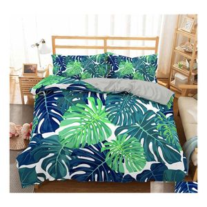 Conjuntos de cama Boniu 3d Duvet ER Conjunto de plantas tropicais folhas verdes de folhas estampadas com travesseiro de camisa de tamanho único entrega em casa dhr5h