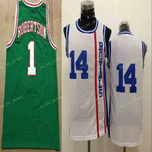 1 Jersey Rev 30 New Material 14 Oscar Robertson Shirt Uniform Green White Breathable Top Quality