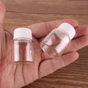 Wholesale Transparent Glass perfume Spice Bottles with White Plastic Screw lid Tiny Jar Vials DIY Craft 50pcs 27*35mm 8ml