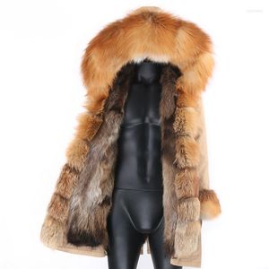 Jaquetas masculinas 2023 moda de pele real masculino casaco com capuz de inverno