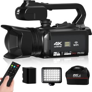 Camcorders Komery 4K Video Camcorder Live Streaming Camera för YouTube 64MP WiFi 18x Zoom 4.0 