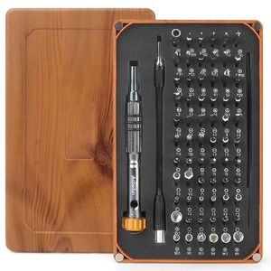 Schroevendraaier PrecisionDrackdriver 68 in 1 Magnetic Torx Hex Demed Driver Bit Kit Wood Grain Box Portable Clock電話修理ツール