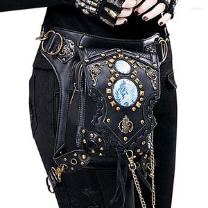 Midjesäckar damfickor midjeväska kvinnor messenger väska unisex punk mujer femme vandring män högkvalitativa lädernit resor