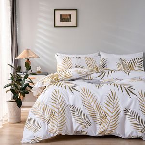 Bedding sets Geometric Leaf Europe Pastoral Style Bedding Sets Duvet Cover 200x200 Nordic Bed Cover 150 Pillowcase And Quilt Cover 230506