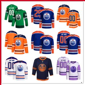 Maglie da hockey Edmonton Custom Oilers 7 Paul Coffey 31 Grant Fuhr 86 Philip Broberg 75 Evan Bouchard 16 Tyler Benson Stuart Skinner Olivier Rodrigue Dylan Holloway