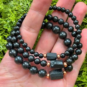 Strands MG1933 4/6/8 mm Natural Raw Black Tourmaline Gemstone Breaded Bracelet Energy Chakra Wrist Jóias de Mala