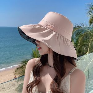 Wide Brim Hats 2023 Women Letters Sun Protection Summer Large Sports UV Caps Y2K Female Outdoor Candy Color Fisherman Hat H033