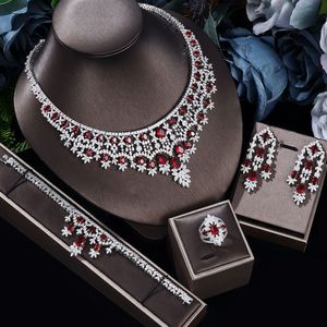 Pendant Necklaces 4 piece suit Cubic Zirconia Bride Jewelry Set Women s Party Deluxe Dubai Crystal Wedding 230506