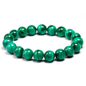 Catena AAAAA Bracciale in malachite naturale Gioielli da donna Bracciale in pietra naturale elasticizzato Coppia per uomo Bracciali con perline di gemma di malachite 230506