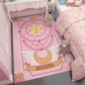 Dywaniki Playmats Magic Circle Card Sakura Moon Cat Print Baby Crawling Play Mats Dywan Anti-Slip Floor Mat Domowy dywan
