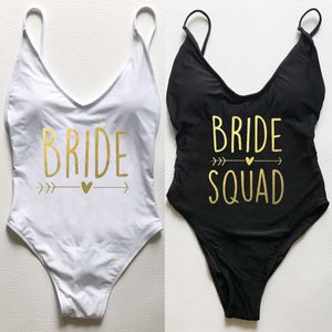 Bride Squad Love Print Swimsuith Womenwear Awear Sexy Bodysuit Bodys Plus Size Beachwear Wedding Bachelorette Party Bikini 230505