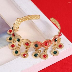 Bangle Cubic Circonia Baby Bracelet Gold Color для детских украшений с красным синим камнем