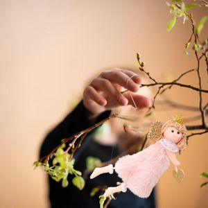 Articoli per feste Bambino Secondo ornamento di Natale Albero rosa H Ciondolo angelo Bambini Ragazza carina Bambola Regalo Iniziale