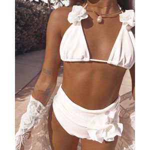 Women's Swimwear Mesh High Waist Swimwear Women Swimsuit 2023 Bikini V Neck Bikinis Set Bathing Suit New Leaf Print Biquini Maillot de bain J230506