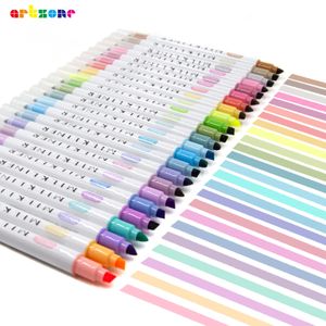 Avantajlar 24 PCS Pastel Fosforlu Set Göz Bakımı Açık Renkli Milkliner Metin İşaretleyici Çift Uç Floresan Çarşamba Ofis Okulu için Kalem 230505