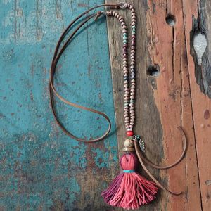 Colares pendentes de colar de madeira longa feminina de madeira charme vintage tassel tassel handmade homem roupas acessórios 2023 tendy collier