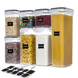 Organisation Kitchen Storage Boxs 68 PC Set Lufttäta matbehållare med lock Plastförseglade Can Bulk Jar för spannmål Transparent arrangör