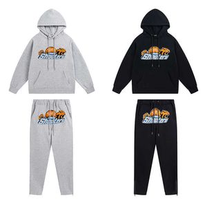 Designerkleidung Herren Sweatshirts Hoodie Trapstar Blau Gelb Tigerkopf Handtuch Stickerei Modemarke Lose Lässige Plüsch Kapuzenpullover Hosen Set für Herren