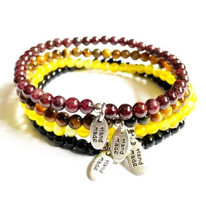 Strands MG1813 Nowy projekt 4 mm A klasa Garnet Tiger Eye Yellow Onyx Black Tourmalin Bransoletka Zestaw ręcznie roboty Malas nadgarstka