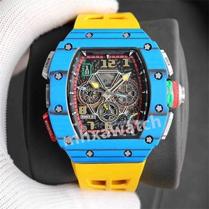 Mechanical Mens Richaer Mileres Watch Factory produces RM65-01 West Tiecheng Movement Ceramic case 49mm 41mm 15mm natural imported rubber strap XRHQ1