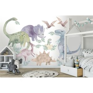 Papéis de parede Big Dinosaur Wallsticker Conjunto para crianças adesivas de dinossauro para crianças Set Aquarell Wall Decal Bursery Peel and Stick 230505