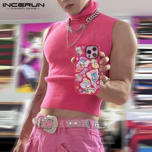 Men's Tank Tops Men Tank Tops Solid Color Turtleneck Sleeveless Summer Streetwear Vests Men Fitness Stylish Sexy Casual Crop Tops INCERUN 7 230506