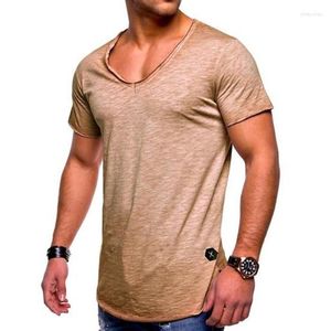 Мужские футболки T 2023 Мужчины V-образное вырезок летние коротки