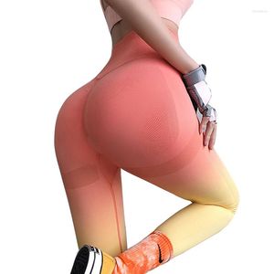 Aktif Pantolon Kadın Bayanlar Elastik Yüksek Bel Sıkıştırma Fitness Çalıştıran Ter Yoga Scrunch Ombre Sakinsiz Tayt Seksi Gradyan