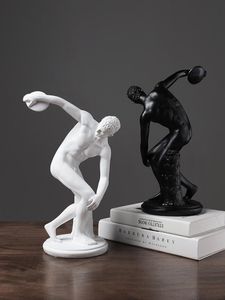 Figurine decorative Oggetti Tinta unita Scultura Decorazione Lancio del disco con una mano Decor Studio americano Ufficio Atleti morbidi Casa