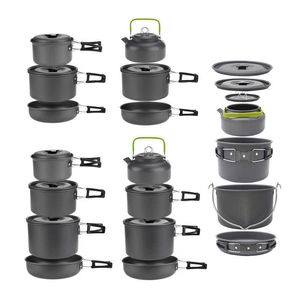 Camp Kitchen Camping Cookware Set for 1-7 Persons Lightweight and Portable Pot and Pan with Carrying Bag Perfect for Outdoor Camping P230506