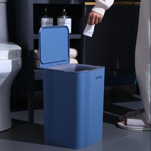Atık kutuları 20L Akıllı İndüksiyon Çöp Kutusu Mutfak Banyo Su Geçirmez Otomatik Sensör Çıkma Koyusu LED Işık Ev Temizleme Bin 230505