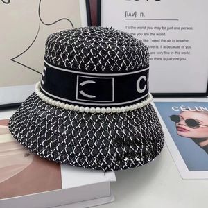 New Elegant Letter Bucket Fisherman Straw Hat Female Spring and Summer Travel Sunshade Japanese-Style and Internet-Famous Black and White Sun Protection Hat