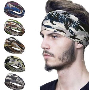 Ice Silk Camouflage pannband Svett Bandage Sport Head Hair Band Workout Tennis Fiess Jog Basketball Running Scary Sweatband Women