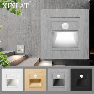 Lampada da parete da incasso a LED luce scale AC110-240V passo sensore PIR luci notturne caldo freddo bianco blu passaggio seminterrato luci della ribalta