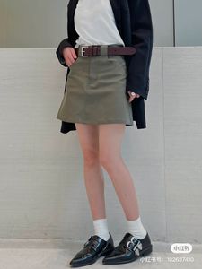 Skirts Xia Xin Simple Design Spice Girl Wind Army Green Slim Joker Workwear Short Skirt High Waist A-shaped Skirt Female 230506