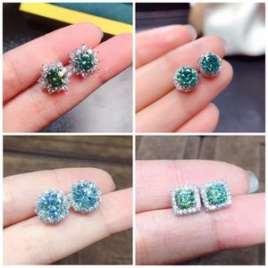 Lose Money Green Moissanite cz Stud Earring 100% Real 925 sterling silver Jewelry Party Wedding Earrings for Women Bridal Gift