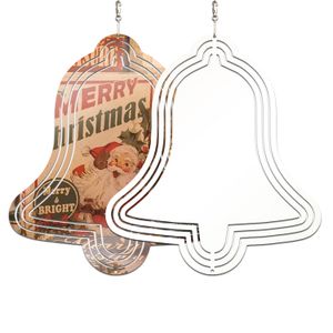 Spinners de vento metal ao ar livre tamanho grande em branco Sublimação Bell Shape para decoração de Natal Ornamentos pendurados