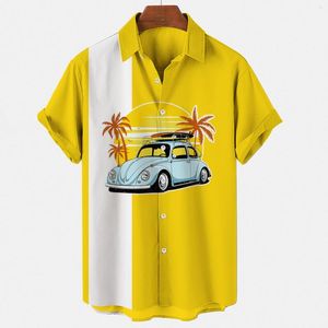 Camicie casual da uomo Motivo di giunzione di cocco sciolto Stampa per uomo 2023 Tendenza streetwear Camicette abbottonate per feste hawaiane abbinate