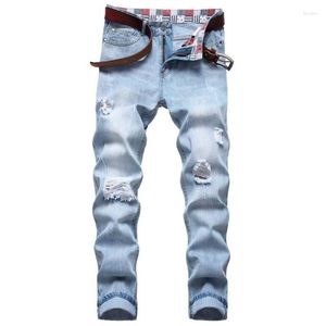 Herren Jeans 2023 Mode Frühling Herren Ripped Hip Hop Punk Stretch Bike Pantalones Hombre Trendy Holes Straight Denim Pants