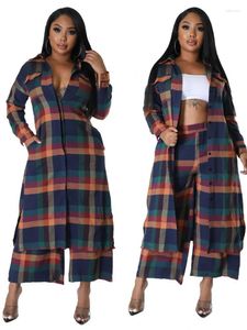 Kadınların Trailtsuits İki Parçalı Set Kadın Kıyafetleri Sonbahar Kış Ekose Uzun Kat Gevşek Geniş Bacaklı Pantolon Afrikalı Lady Eşleştirme Setleri Müslüman