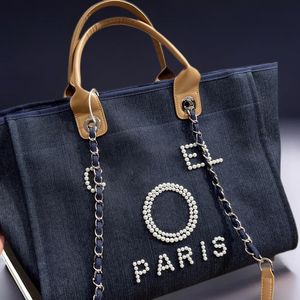 Channel 10A high quality Pearl Large Canvas designer the tote bag totes purses designer woman handbag women large book tote beach bag borse Luxurys designers bags