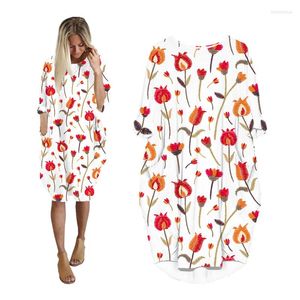 Abiti casual Donne Women Floral Stampa Mlassa lunga Domande da donna Plus Streetwear Natali