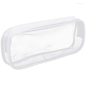 Pieces Clear PVC Zipper Pen Pencil Case Big Capacity Bag Makeup Pouch With For School Office Stationery(White)