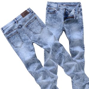 Męskie dżinsy męskie dżinsy szare/niebieskie dżinsowe dżinsy mody męskie Pencil Pants Slim Dżinsy Mężczyźni chude długie dżinsy 230506