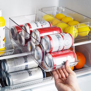 Organizador de geladeira empilhável, lata de refrigerante, organizador, suporte de garrafa de plástico para cerveja, bebidas, geladeira, despensa, cozinha, armazenamento de bebidas